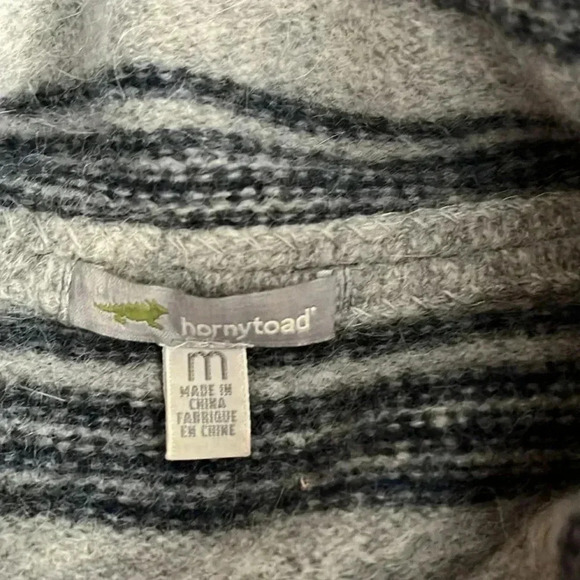 [M] Horny Toad Boiled Wool Blend Heartfelt Stripe  Button sweater grey blue - Picture 3 of 8